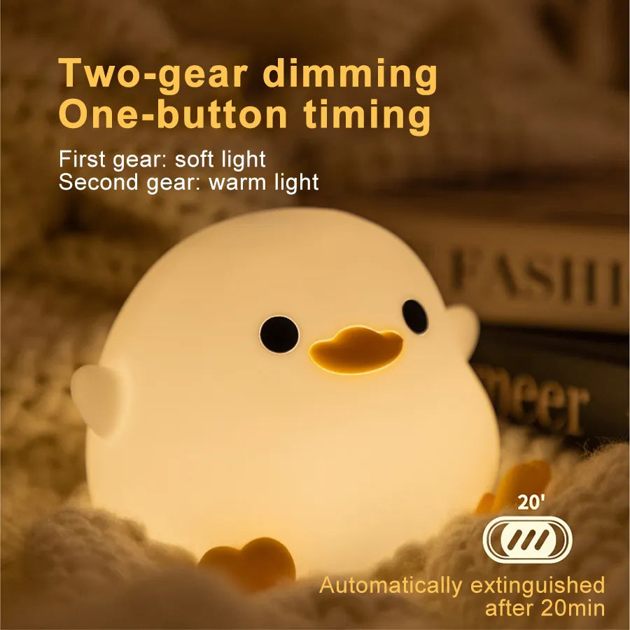 Doudou Duck Silicone Alarm Lamp - Ambient Bedside Light with USB Charging and Sleep Mode