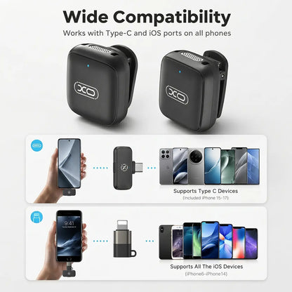 Portable Wireless Lavalier Microphone with Charging Case - Portable Rechargeable Mic, Plug & Play, Noise Cancelling, 131Ft Range, 20H Battery, Mini Vlogging Equipment for Content Creation, Vlog Streaming
