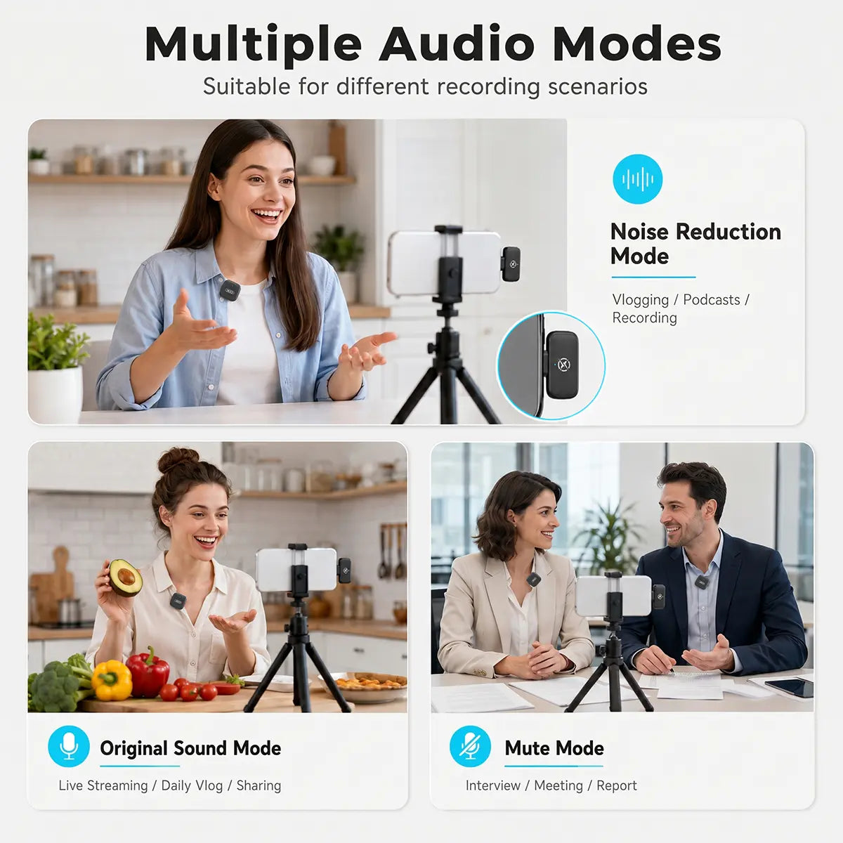 Portable Wireless Lavalier Microphone with Charging Case - Portable Rechargeable Mic, Plug & Play, Noise Cancelling, 131Ft Range, 20H Battery, Mini Vlogging Equipment for Content Creation, Vlog Streaming