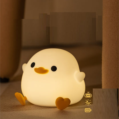 Doudou Duck Silicone Alarm Lamp - Ambient Bedside Light with USB Charging and Sleep Mode