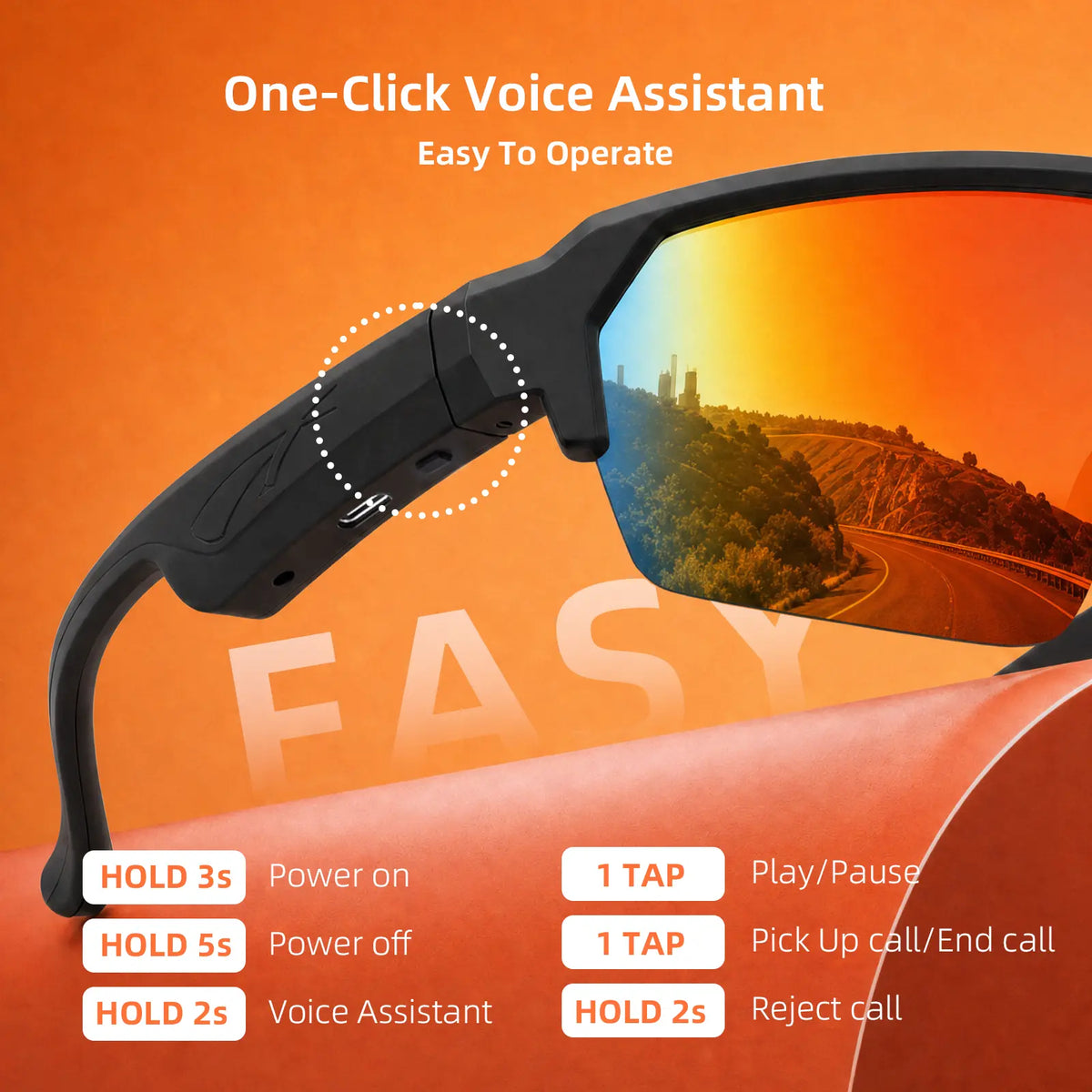 CARRY WIT Smart Glasses - Advanced Wearable Technology with Bluetooth 5.4, Open-Ear Audio, and UV400 Lightweight Sunglasses for Men and Women, Ideal for Cycling, Music, and Calls