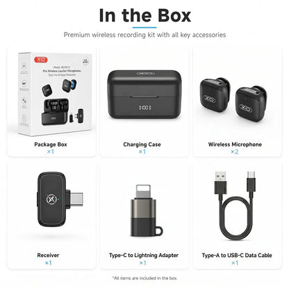 Portable Wireless Lavalier Microphone with Charging Case - Portable Rechargeable Mic, Plug & Play, Noise Cancelling, 131Ft Range, 20H Battery, Mini Vlogging Equipment for Content Creation, Vlog Streaming