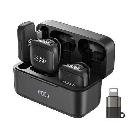 Portable Wireless Lavalier Microphone with Charging Case - Portable Rechargeable Mic, Plug & Play, Noise Cancelling, 131Ft Range, 20H Battery, Mini Vlogging Equipment for Content Creation, Vlog Streaming