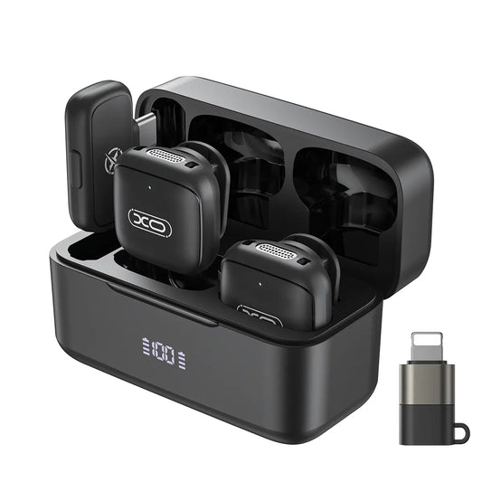 Portable Wireless Lavalier Microphone with Charging Case - Portable Rechargeable Mic, Plug & Play, Noise Cancelling, 131Ft Range, 20H Battery, Mini Vlogging Equipment for Content Creation, Vlog Streaming
