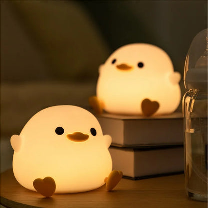 Doudou Duck Silicone Alarm Lamp - Ambient Bedside Light with USB Charging and Sleep Mode