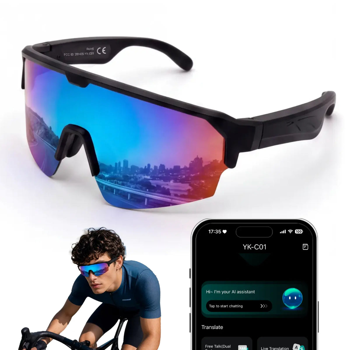 CARRY WIT Smart Glasses - Advanced Wearable Technology with Bluetooth 5.4, Open-Ear Audio, and UV400 Lightweight Sunglasses for Men and Women, Ideal for Cycling, Music, and Calls