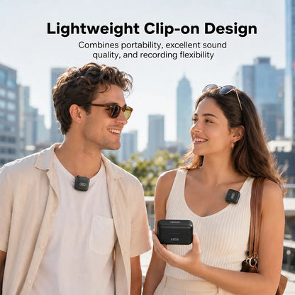 Portable Wireless Lavalier Microphone with Charging Case - Portable Rechargeable Mic, Plug & Play, Noise Cancelling, 131Ft Range, 20H Battery, Mini Vlogging Equipment for Content Creation, Vlog Streaming