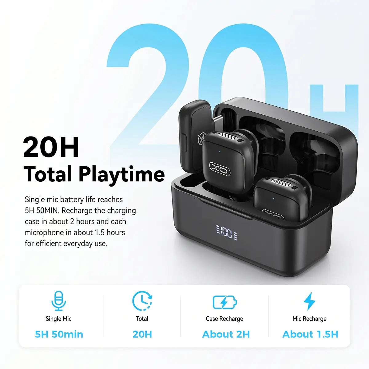 Portable Wireless Lavalier Microphone with Charging Case - Portable Rechargeable Mic, Plug & Play, Noise Cancelling, 131Ft Range, 20H Battery, Mini Vlogging Equipment for Content Creation, Vlog Streaming