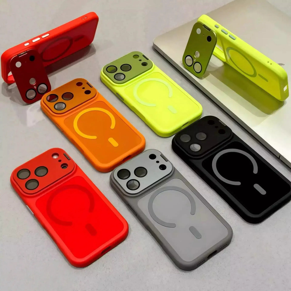 Colnel Matte Magnetic Phone Case with Lens Cover and Kickstand - Shockproof Design, Large Camera Window, Cutout for Wireless Charging - Compatible with iPhone 12/13/14/15/16/17 Pro/Pro Max/Plus