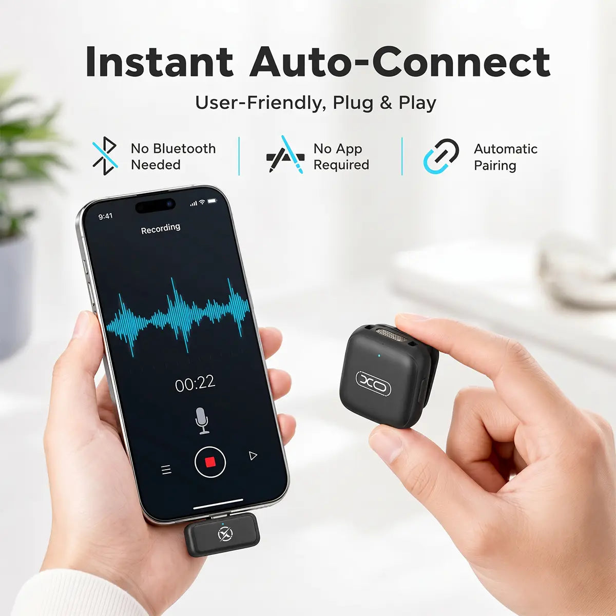 Portable Wireless Lavalier Microphone with Charging Case - Portable Rechargeable Mic, Plug & Play, Noise Cancelling, 131Ft Range, 20H Battery, Mini Vlogging Equipment for Content Creation, Vlog Streaming